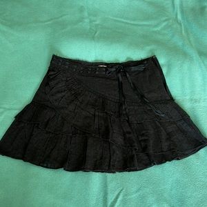 LoveShackFancy Skirt - black eyelet with ribbon & bow at waist - size 6